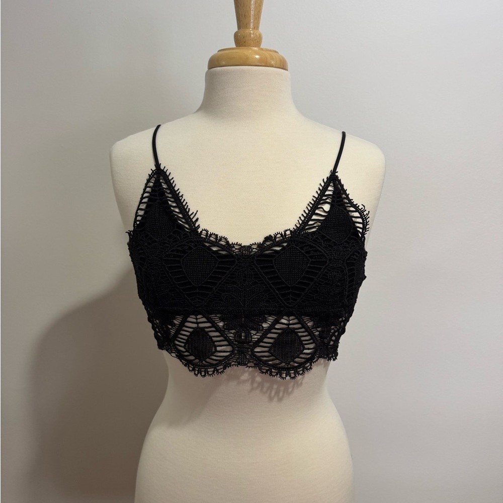 NWOT Whimsy Goth Spaghetti Strap Black Lace Bralette Bra Size L